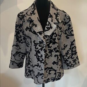 Elegant Gray and Black Women's wool  Coat single button closure